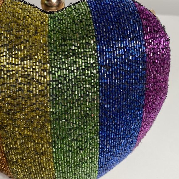 TopShop Rainbow Beaded Heart Clutch or Crossbody - Picture 14 of 16